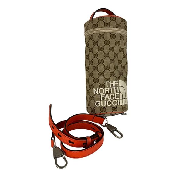 Gucci Women's The North Face Monogram GG Shoulder Bag Brown Orange Sz S - Picture 1 of 12